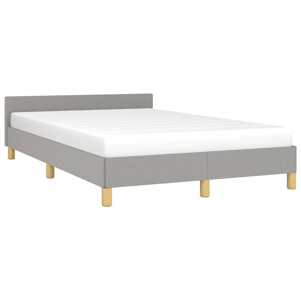 Estrutura de cama sem colchão cinza claro tecido