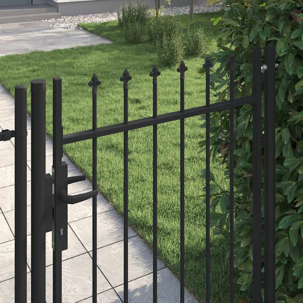 Portão de cerca boxtel porta única com ponta de aço 1x1,2 m preto