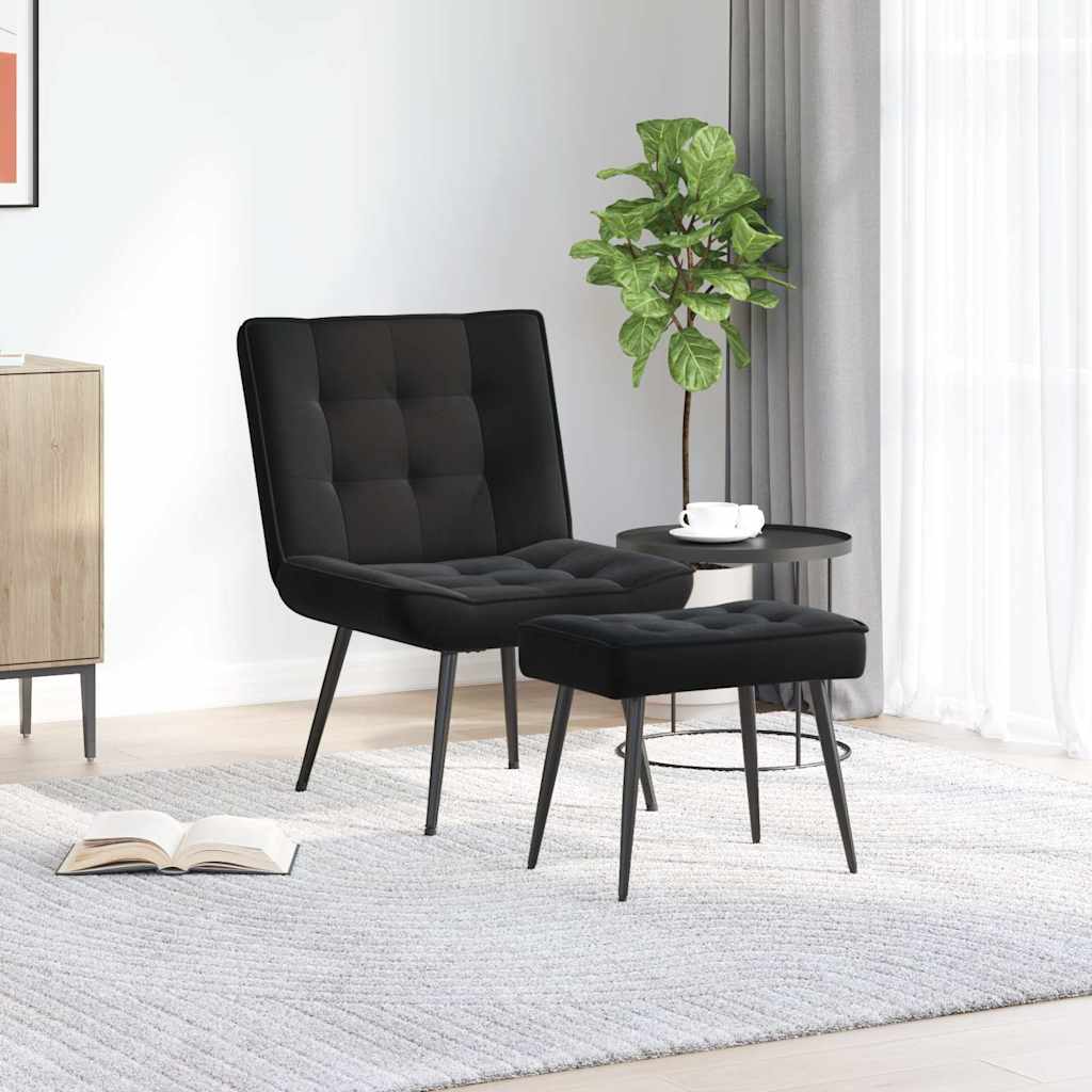 Cadeira de descanso com banco veludo preto
