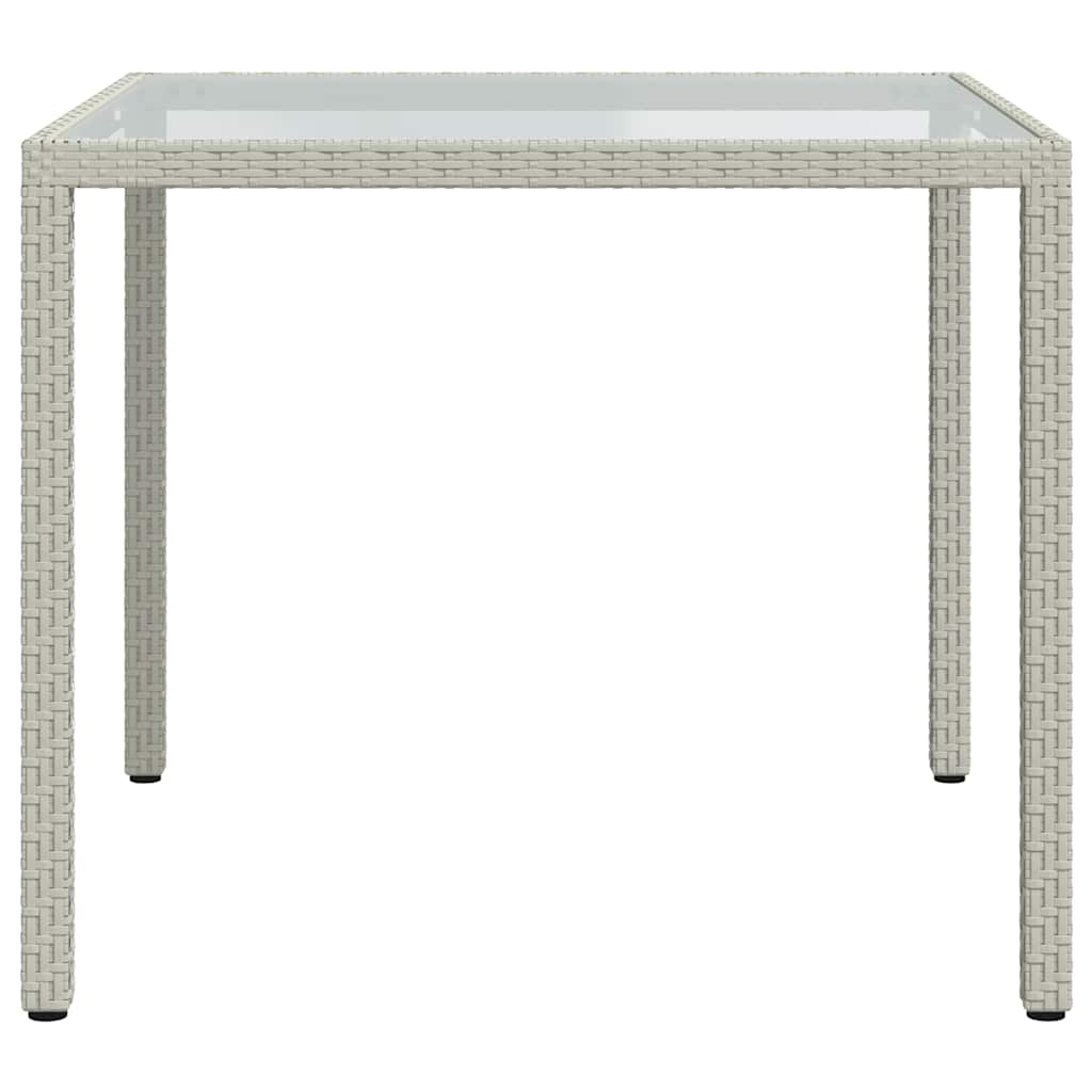 Mesa de jardim 90x90x75 cm vidro temperado e vime PE branco