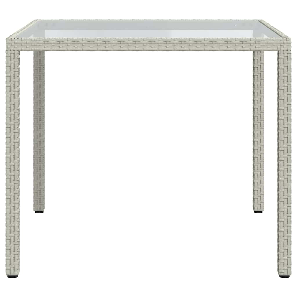Mesa de jardim 90x90x75 cm vidro temperado e vime PE branco