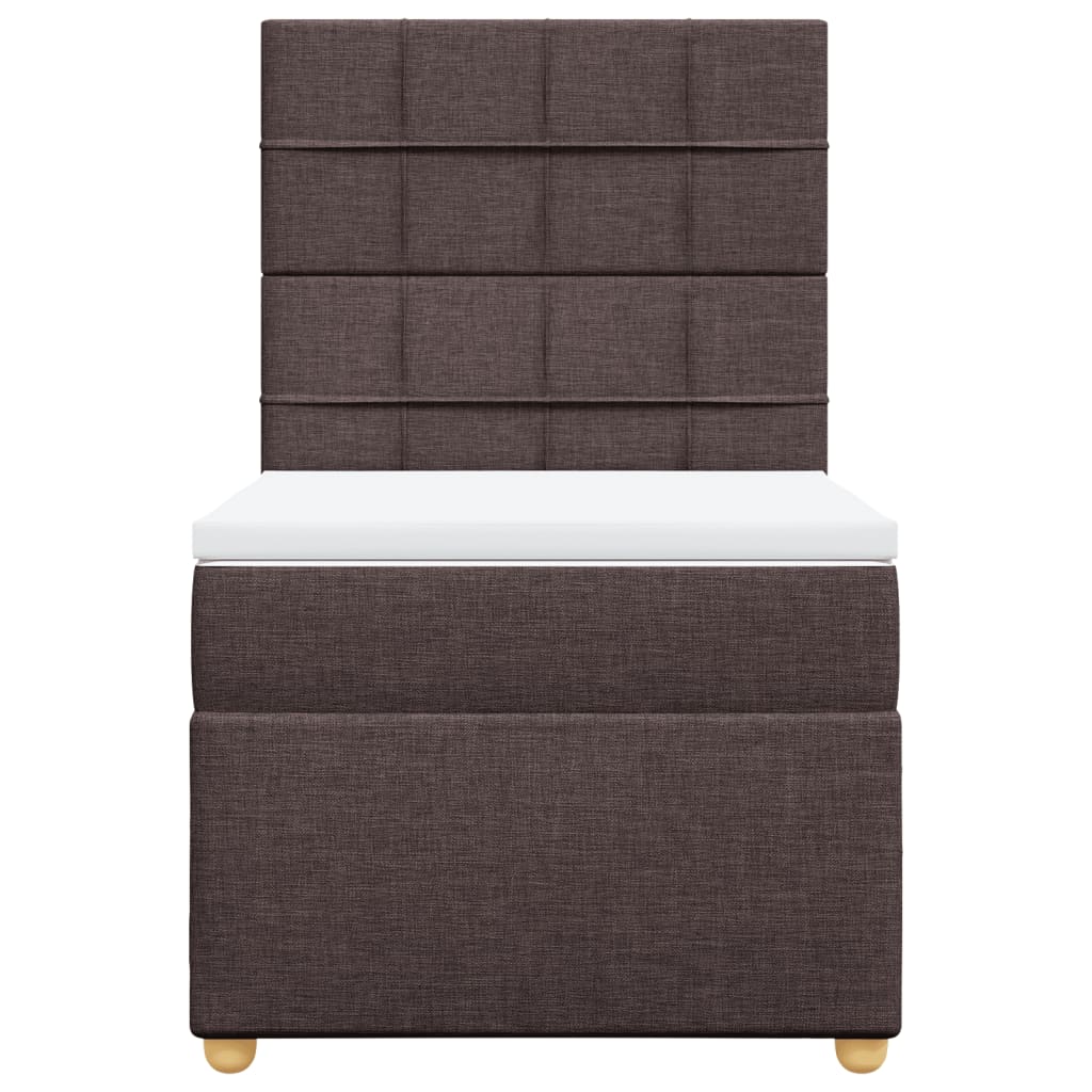 Cama com molas/colchão 100x200 cm tecido castanho-escuro