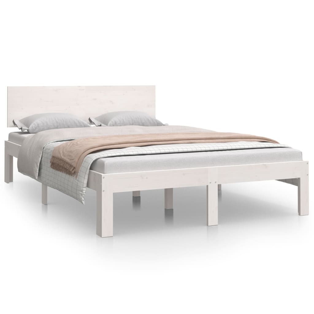 Estrutura cama pequena casal 120x190 cm pinho maciço branco