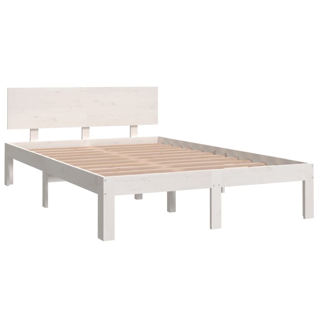 Estrutura cama pequena casal 120x190 cm pinho maciço branco