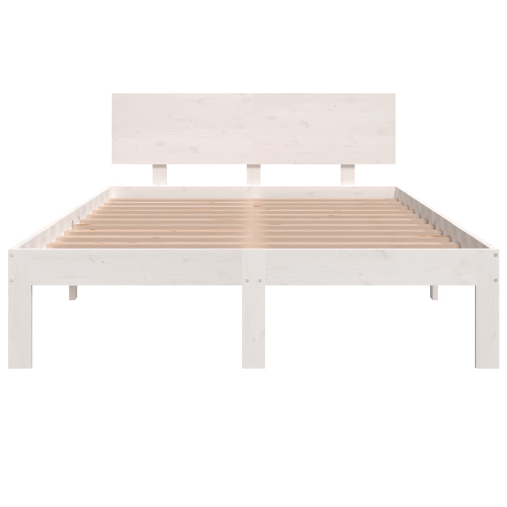 Estrutura cama pequena casal 120x190 cm pinho maciço branco