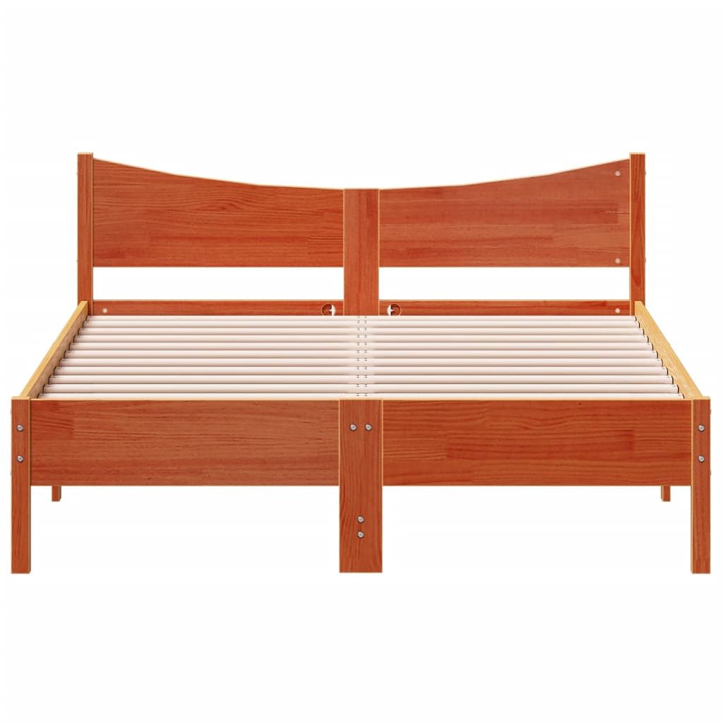 Cama sem colchão 120x190 cm madeira pinho maciça castanho-mel