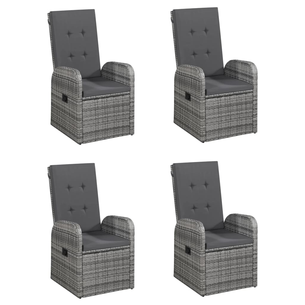 5 Pcs conjunto de jantar para jardim cinzento