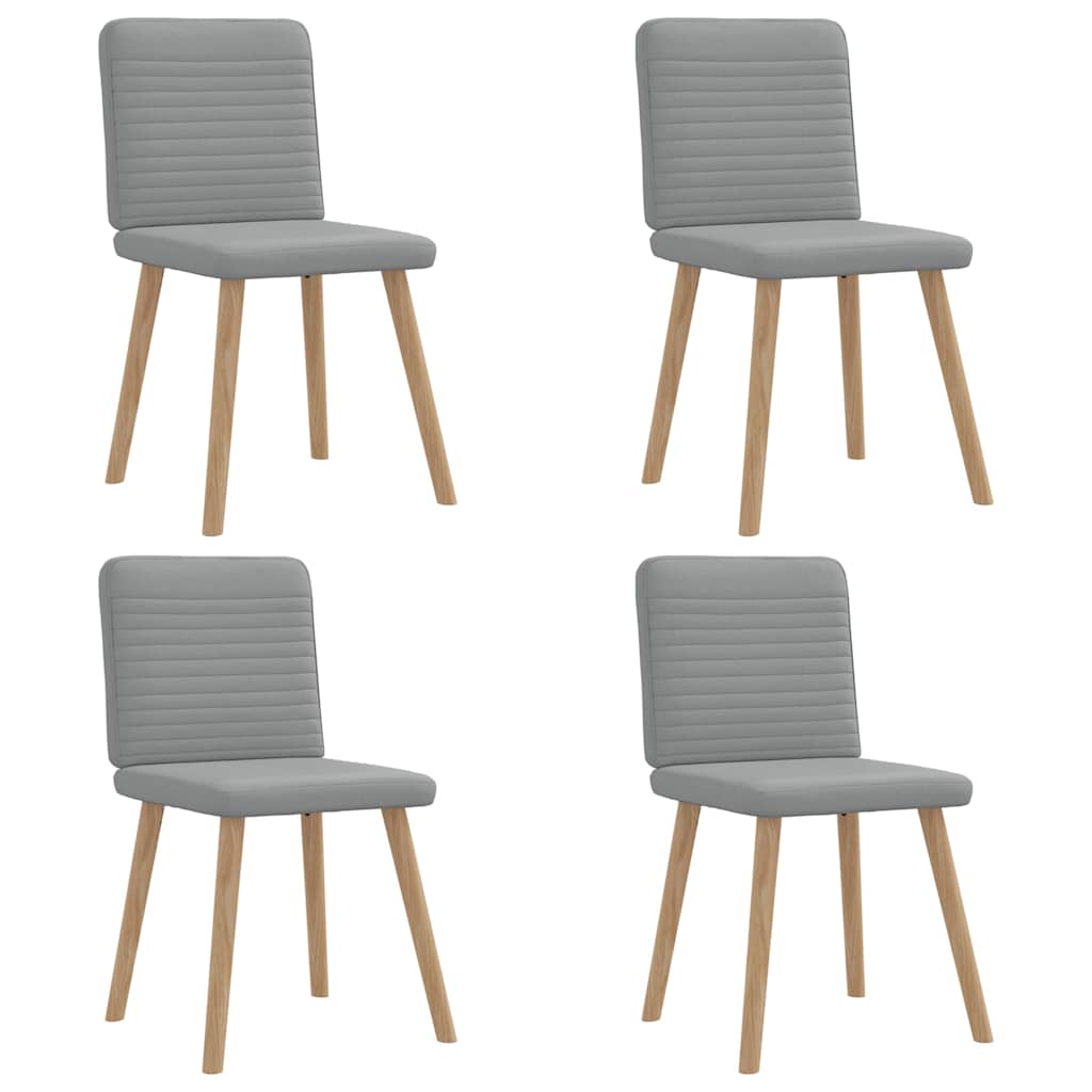 Cadeiras de jantar 4 pcs tecido cinzento-claro