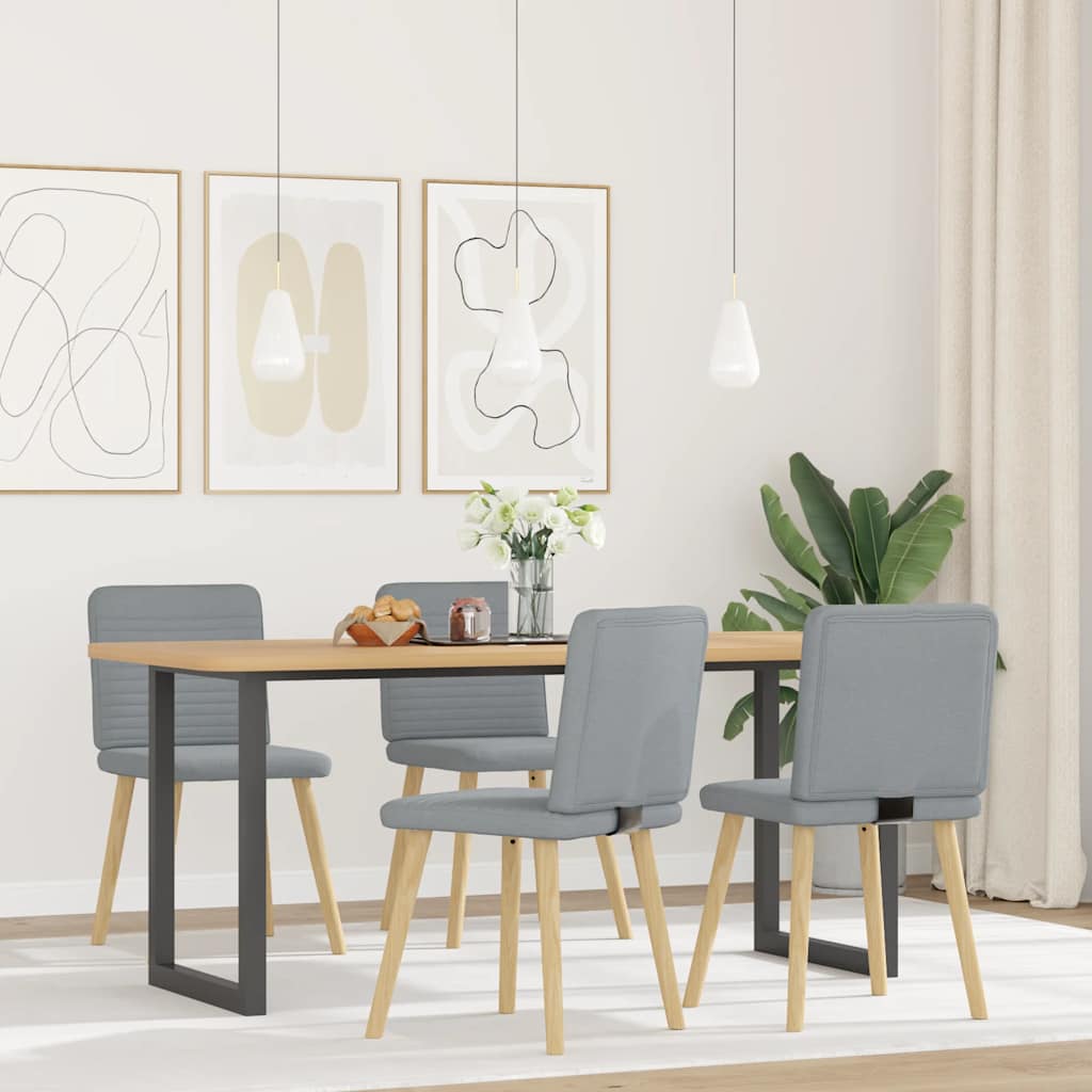 Cadeiras de jantar 4 pcs tecido cinzento-claro
