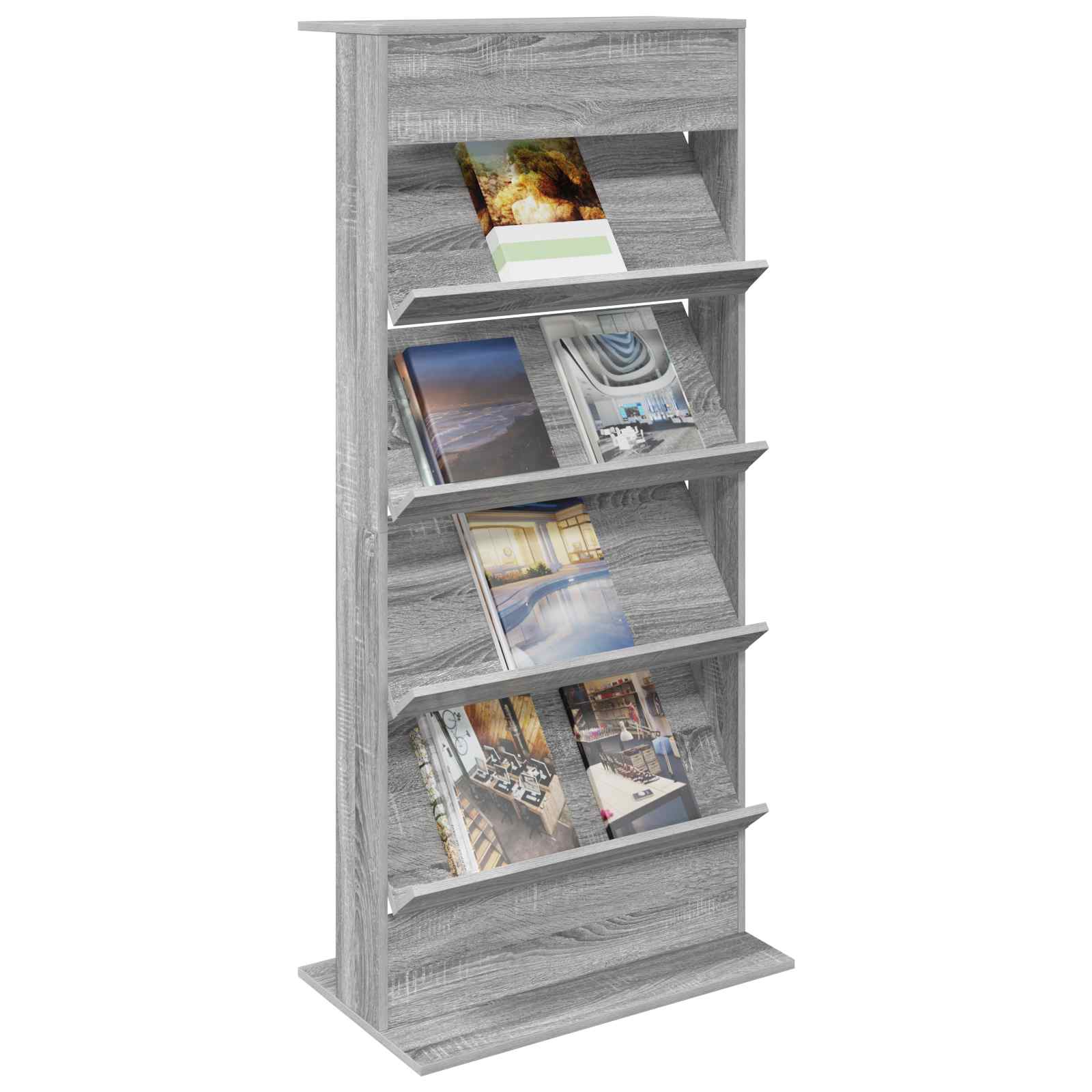 Estante de revistas cinza sonoma 70 x 41 x 156 cm