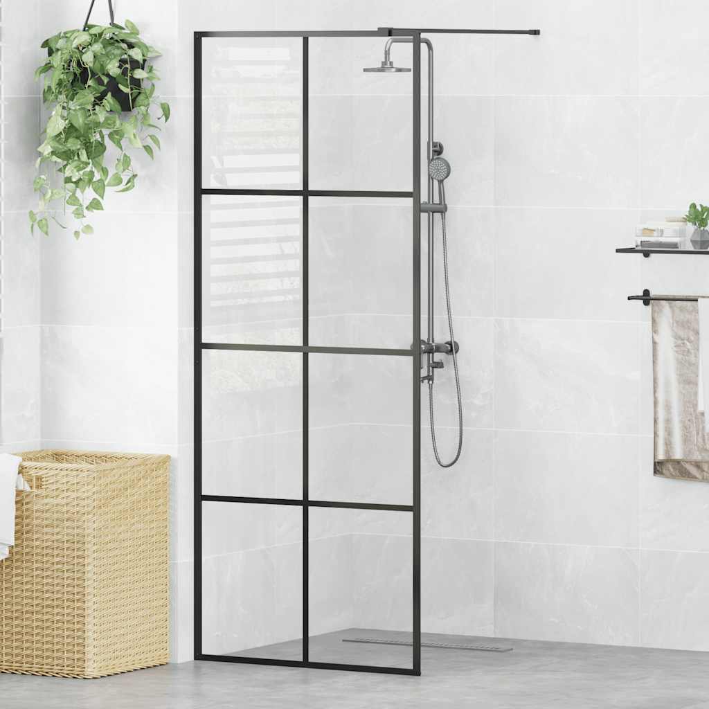 Divisória de chuveiro 80x195 cm vidro transparente esg preto