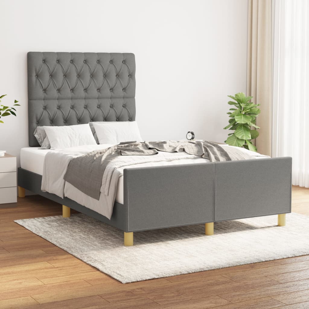 Estrutura de cama sem colchão 120x200 cm tecido cinzento-escuro