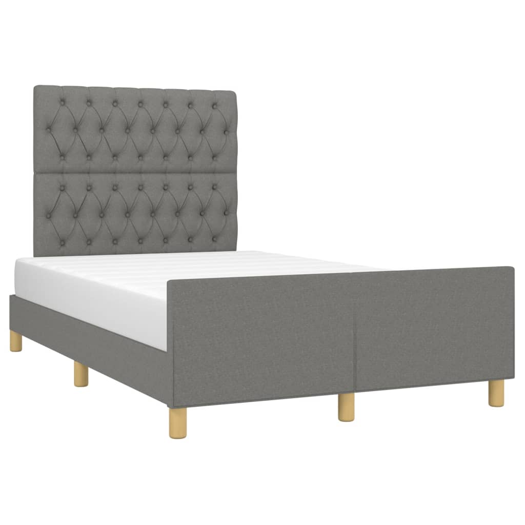 Estrutura de cama sem colchão 120x200 cm tecido cinzento-escuro
