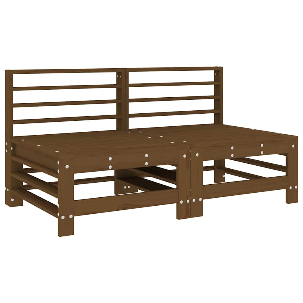 Sofás de centro para jardim 2 pcs pinho maciço castanho-mel