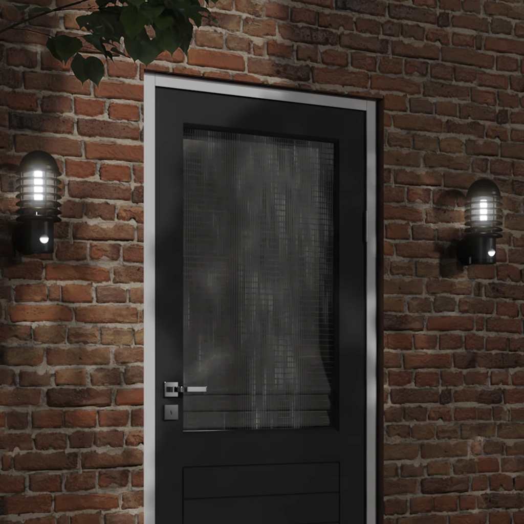 Candeeiro de parede p/ exterior com sensor aço inoxidável preto
