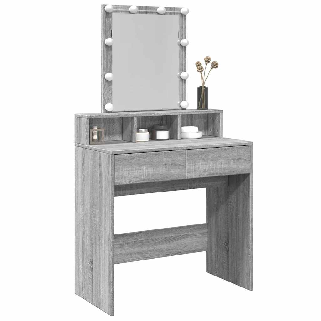 Toucador com LED 80x41x144,5 cm cinzento sonoma