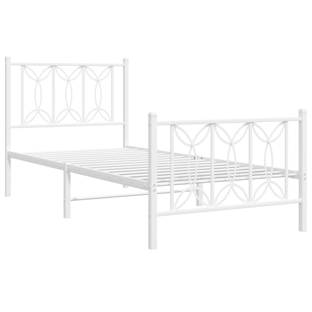 Estrutura de cama com cabeceira e pés 80x200 cm metal branco