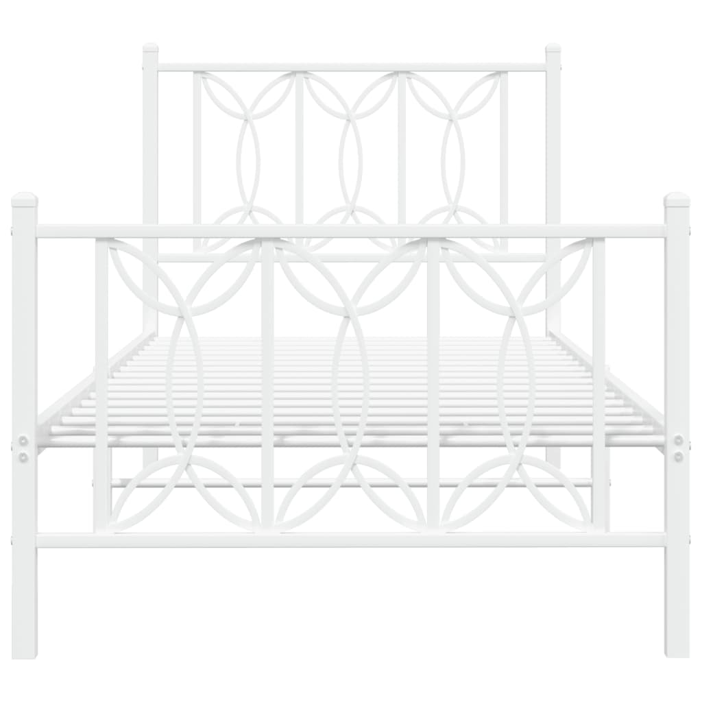 Estrutura de cama com cabeceira e pés 80x200 cm metal branco