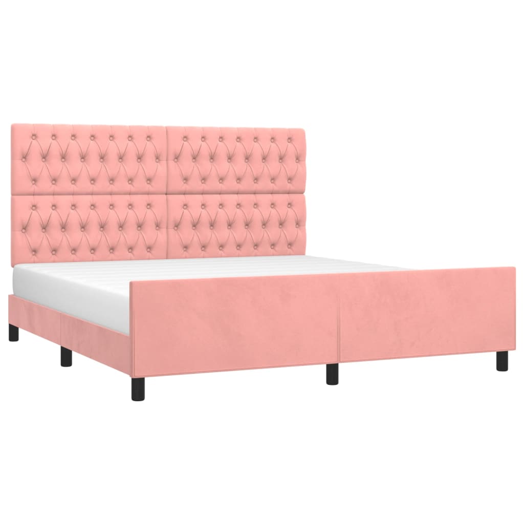 Estrutura de cama c/ cabeceira 180x200 cm veludo rosa
