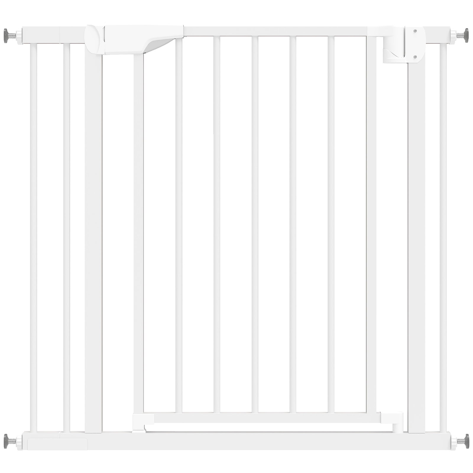 Barreira de segurança para crianças e cães largura 76-89 cm bloqueio duplo fecho automático abertura em dois sentidos e extensão de 7 cm branco