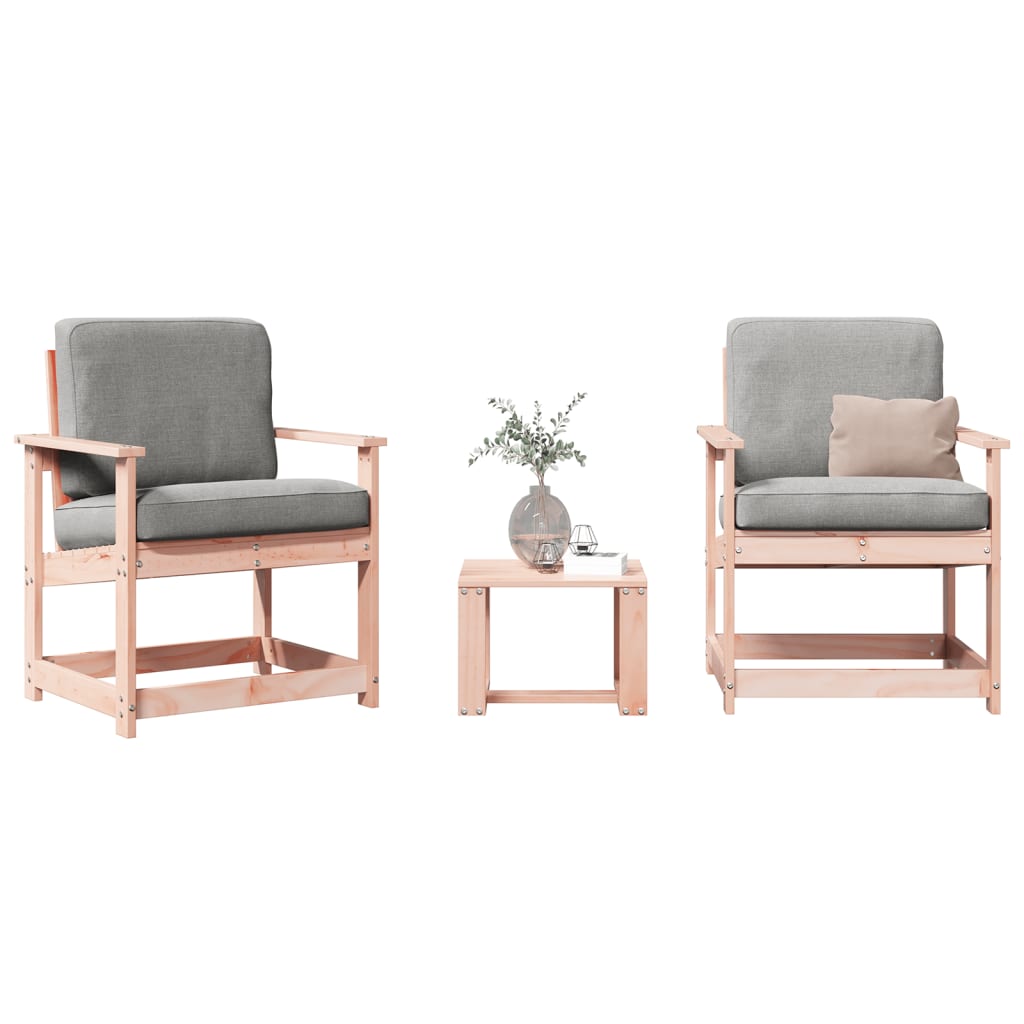 3 Pcs conjunto lounge de jardim madeira de douglas maciça