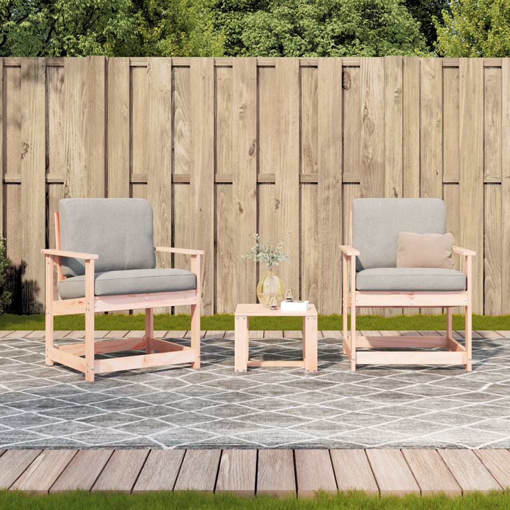 3 Pcs conjunto lounge de jardim madeira de douglas maciça