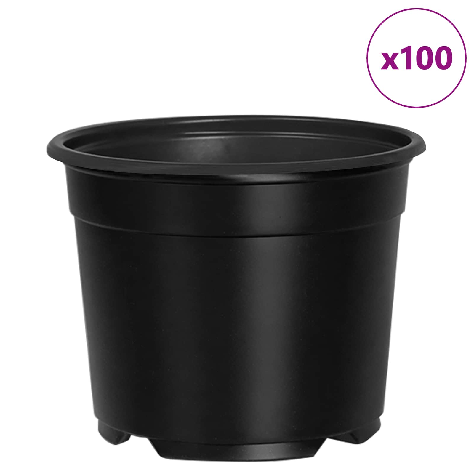 Vaso redondo para flores 100 unid. preto ø 10 x 8 cm plástico