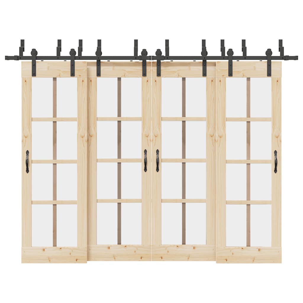 Kit de ferragens para porta deslizante 305 cm aço preto