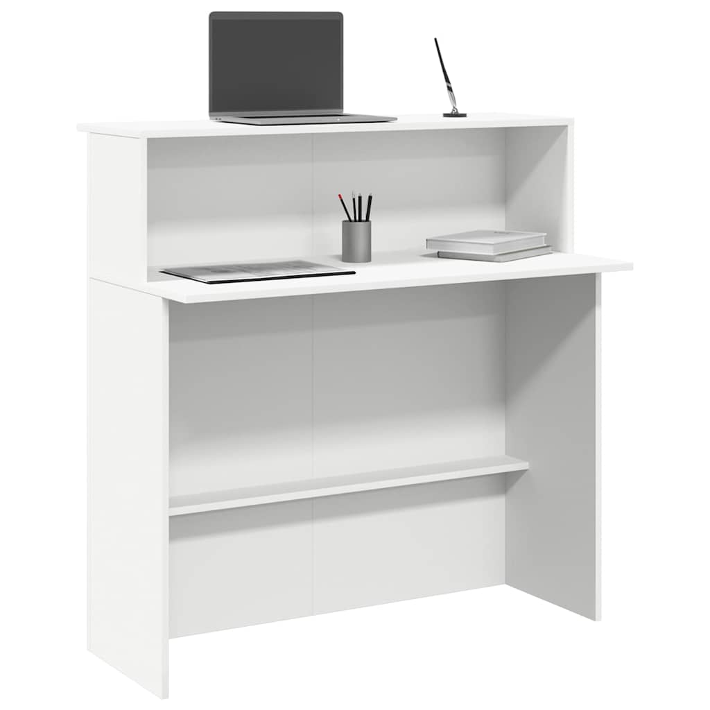 Balcão de recepção branco 100x50x103,5 cm madeira projetada