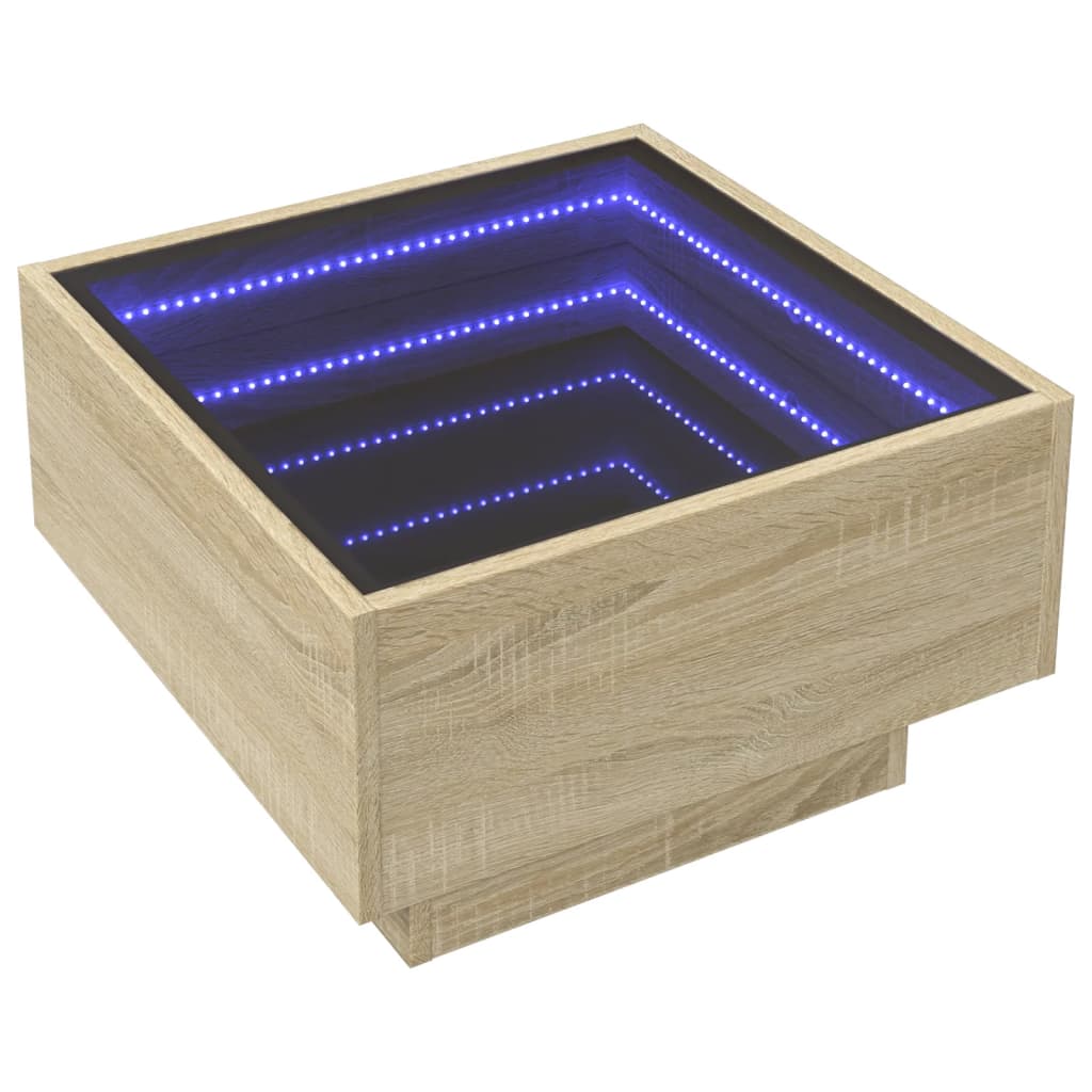 Mesa de centro c/ leds 50x50x30 cm derivados de madeira