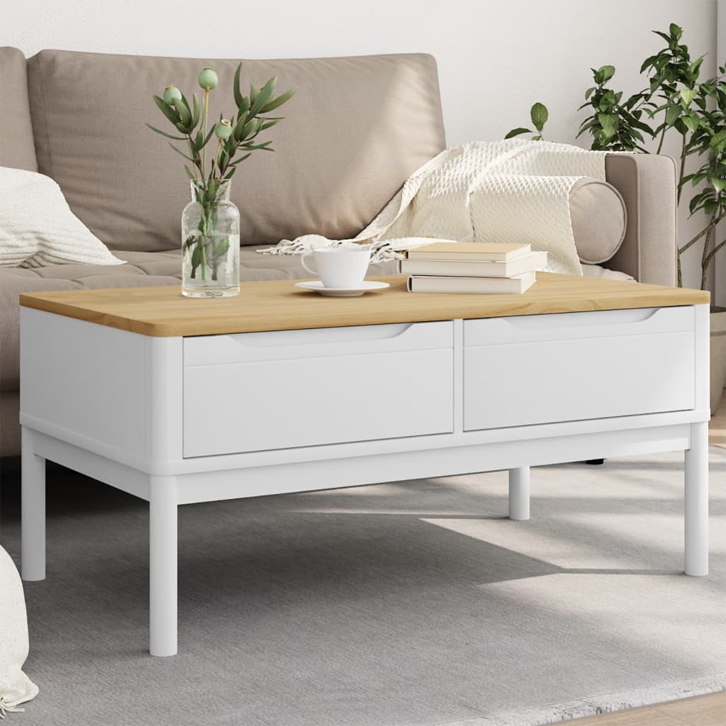 Mesa de centro floro 99x55,5x45 cm madeira pinho maciça branco