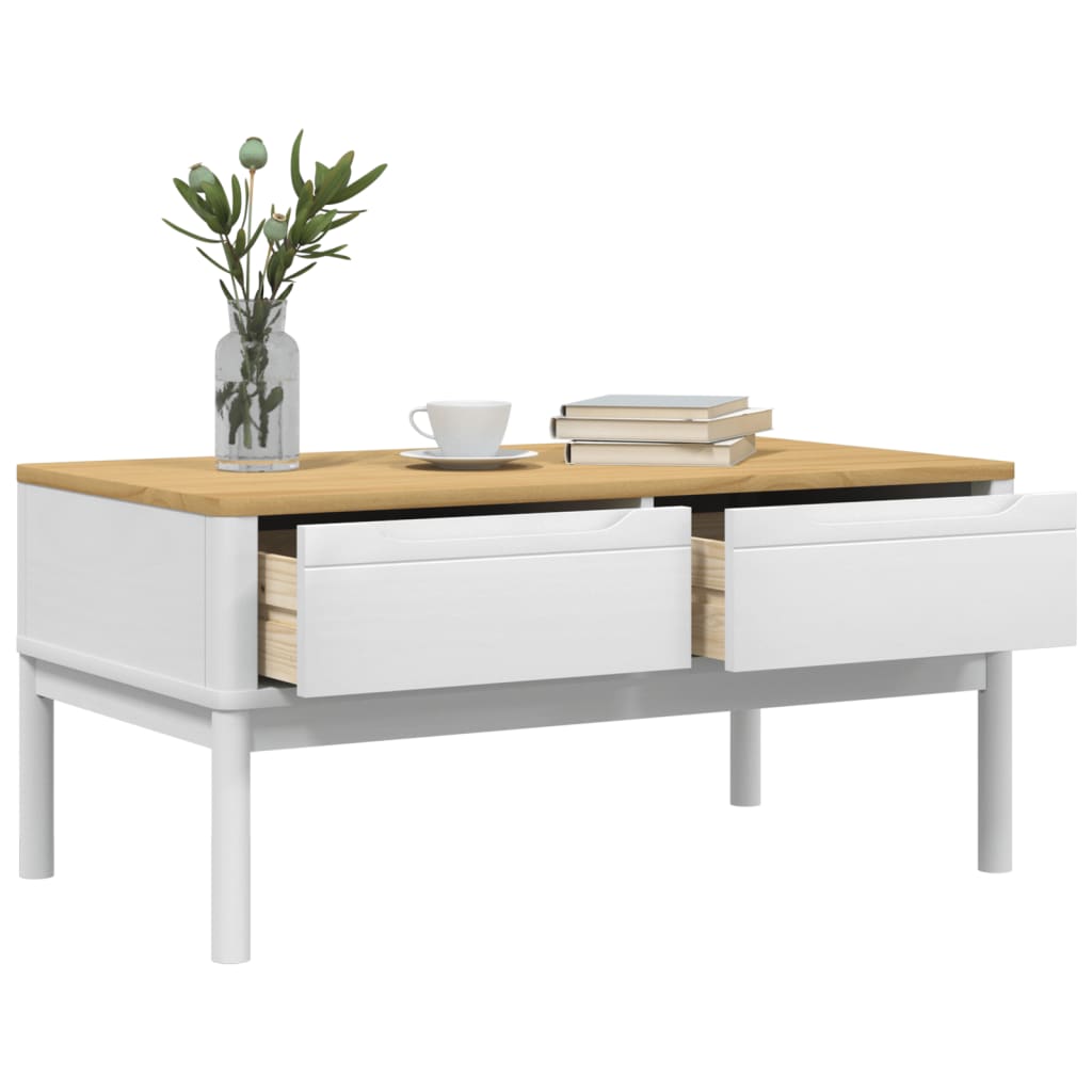 Mesa de centro floro 99x55,5x45 cm madeira pinho maciça branco