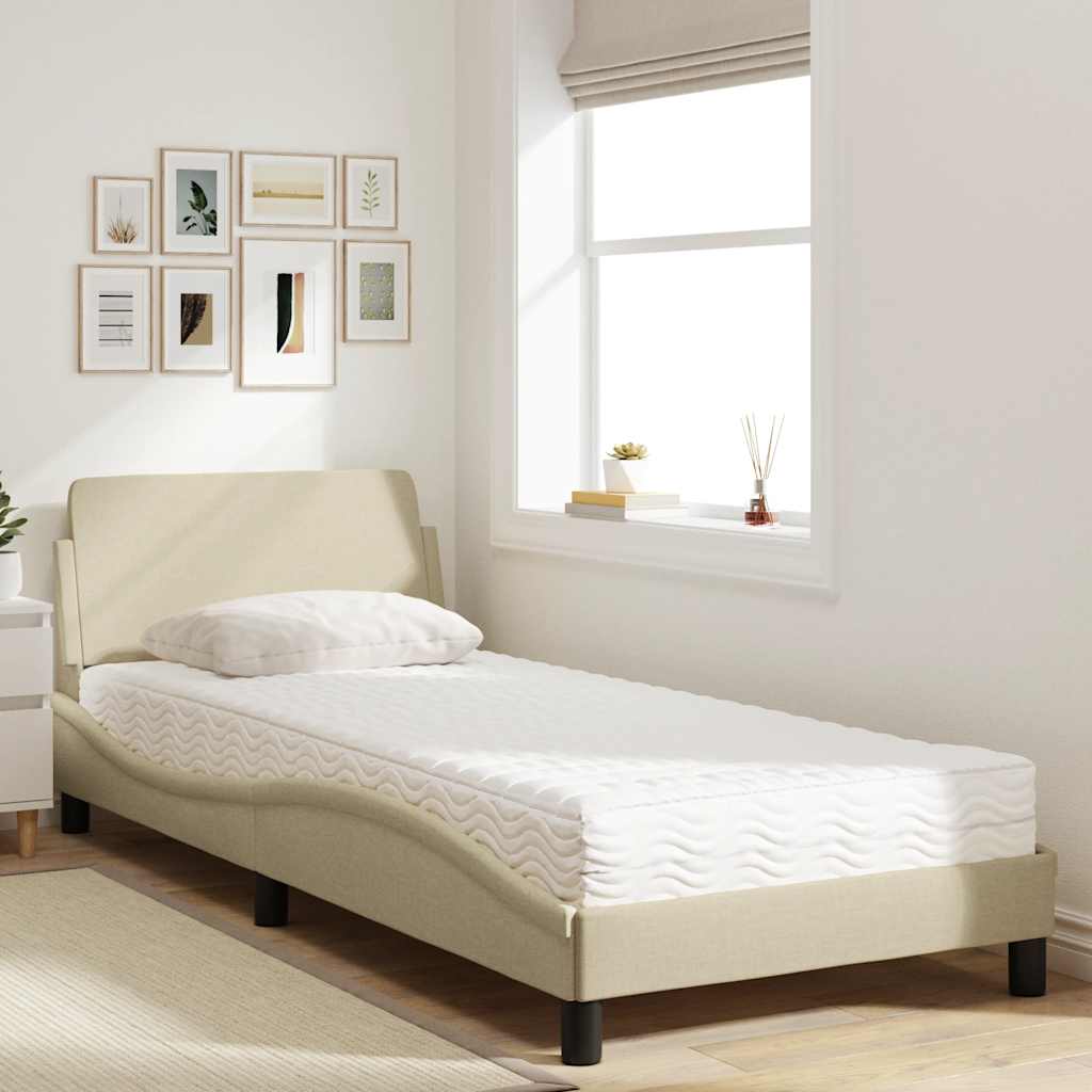 Cama com colchão dover 90x200 cm tecido cor creme