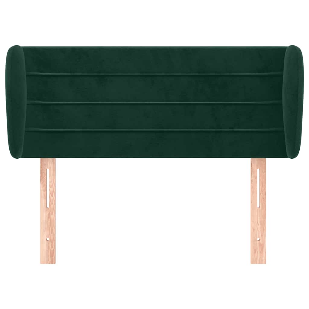 Cabeceira de cama c/ abas veludo 103x23x78/88cm verde-escuro