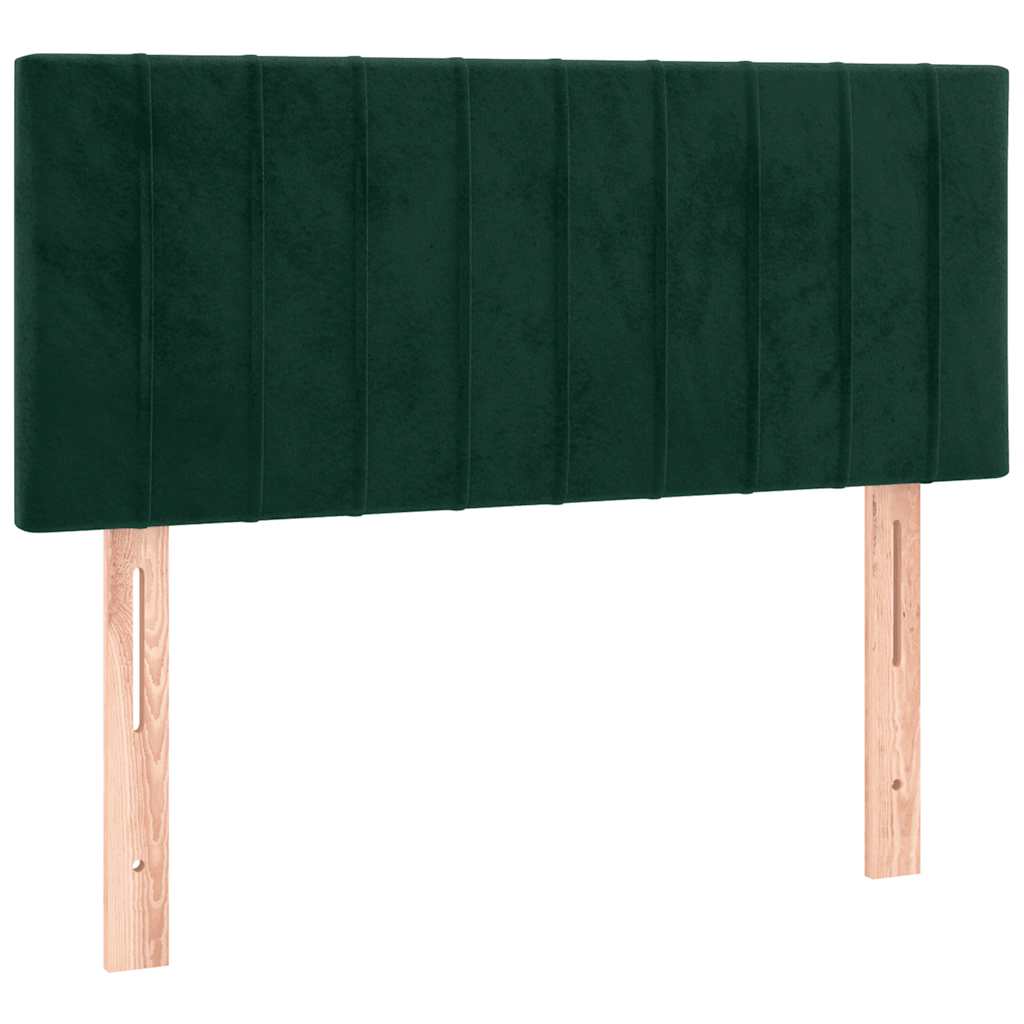 Cabeceira de cama c/ luzes LED veludo 80x5x78/88cm verde-escuro