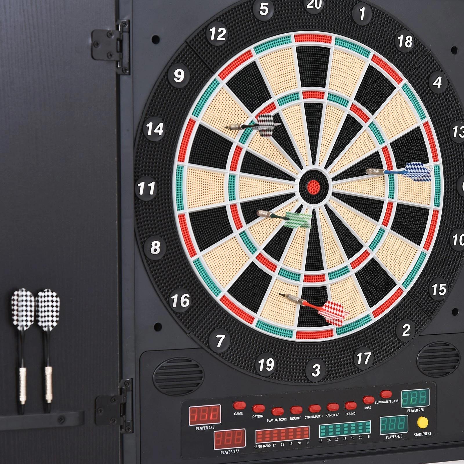 Alvo eletrônico digital para até 8 jogadores com 12 dardos e 30 pontas com portas de tela de LED 27 jogos diferentes 51x6,5x57 cm preto