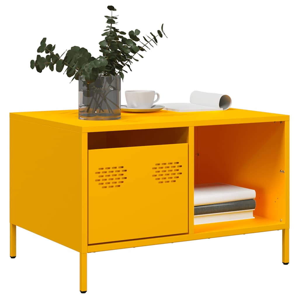 Mesa centro 68,5x50x43,5cm aço laminado a frio amarelo mostarda