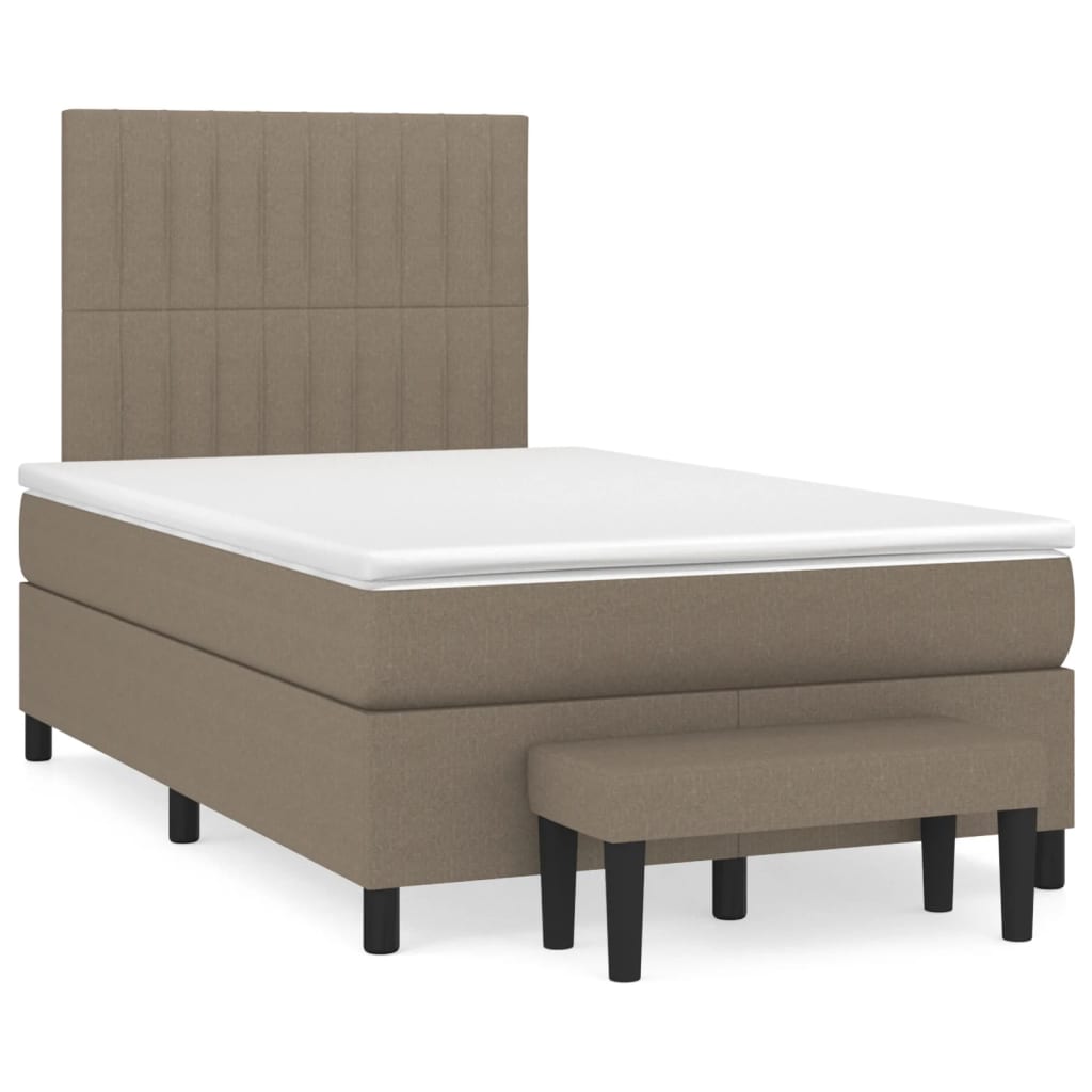Cama boxspring c/ colchão 120x190cm tecido castanho-acinzentado