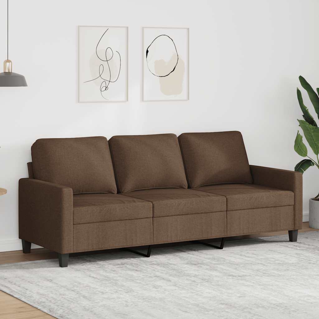 Sofá de 3 lugares tecido 180 cm castanho