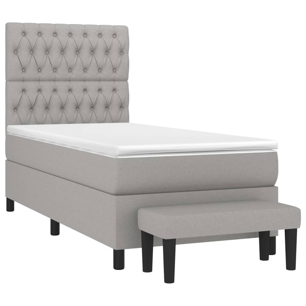 Cama com molas/colchão 100x200 cm tecido cinzento-claro