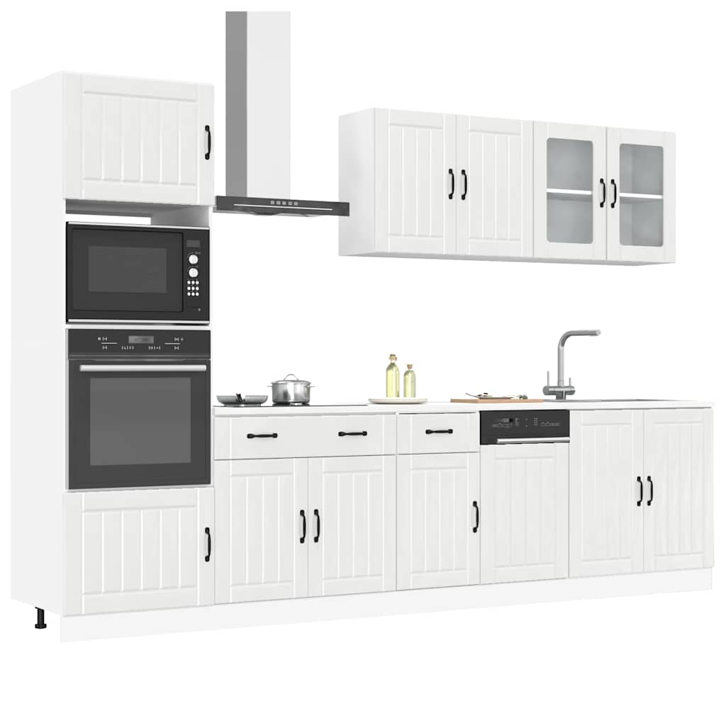 7 Peças armário de cozinha conjunto lucca branco brilhante