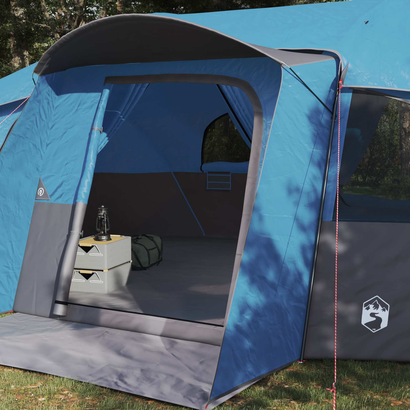 Barraca familiar com cobertura impermeável azul para 18 pessoas