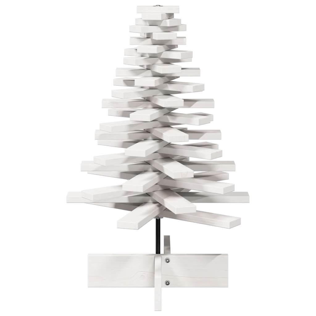 Árvore natal decorativa 80 cm madeira de pinho maciça branco