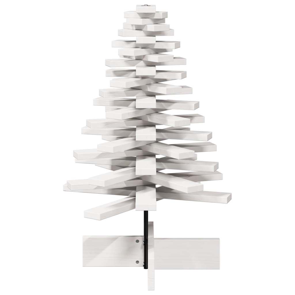 Árvore natal decorativa 80 cm madeira de pinho maciça branco