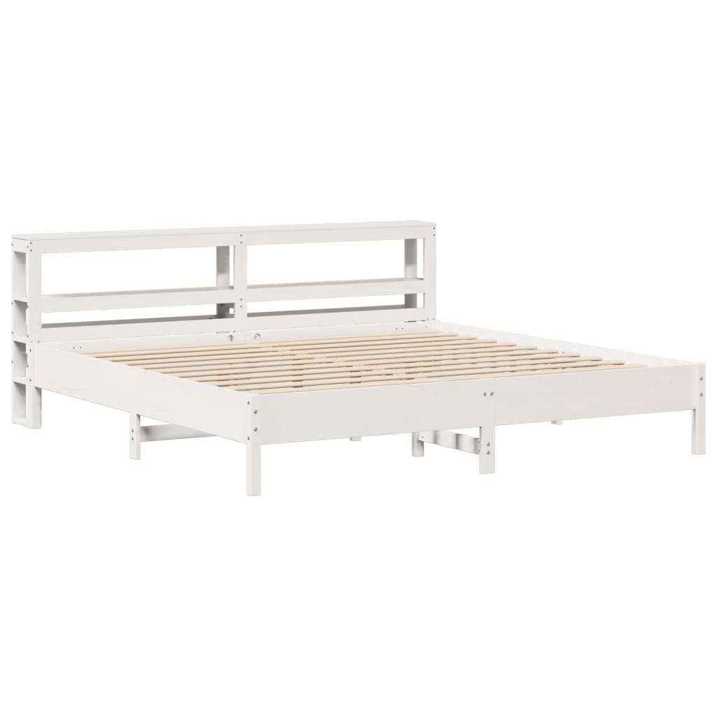 Cama sem colchão 180x200 cm madeira de pinho maciça branco