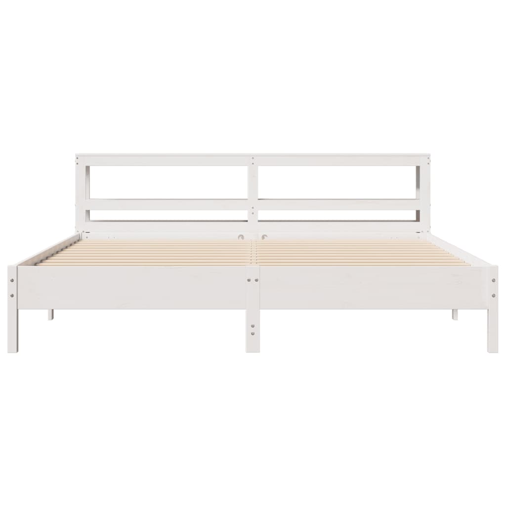 Cama sem colchão 180x200 cm madeira de pinho maciça branco