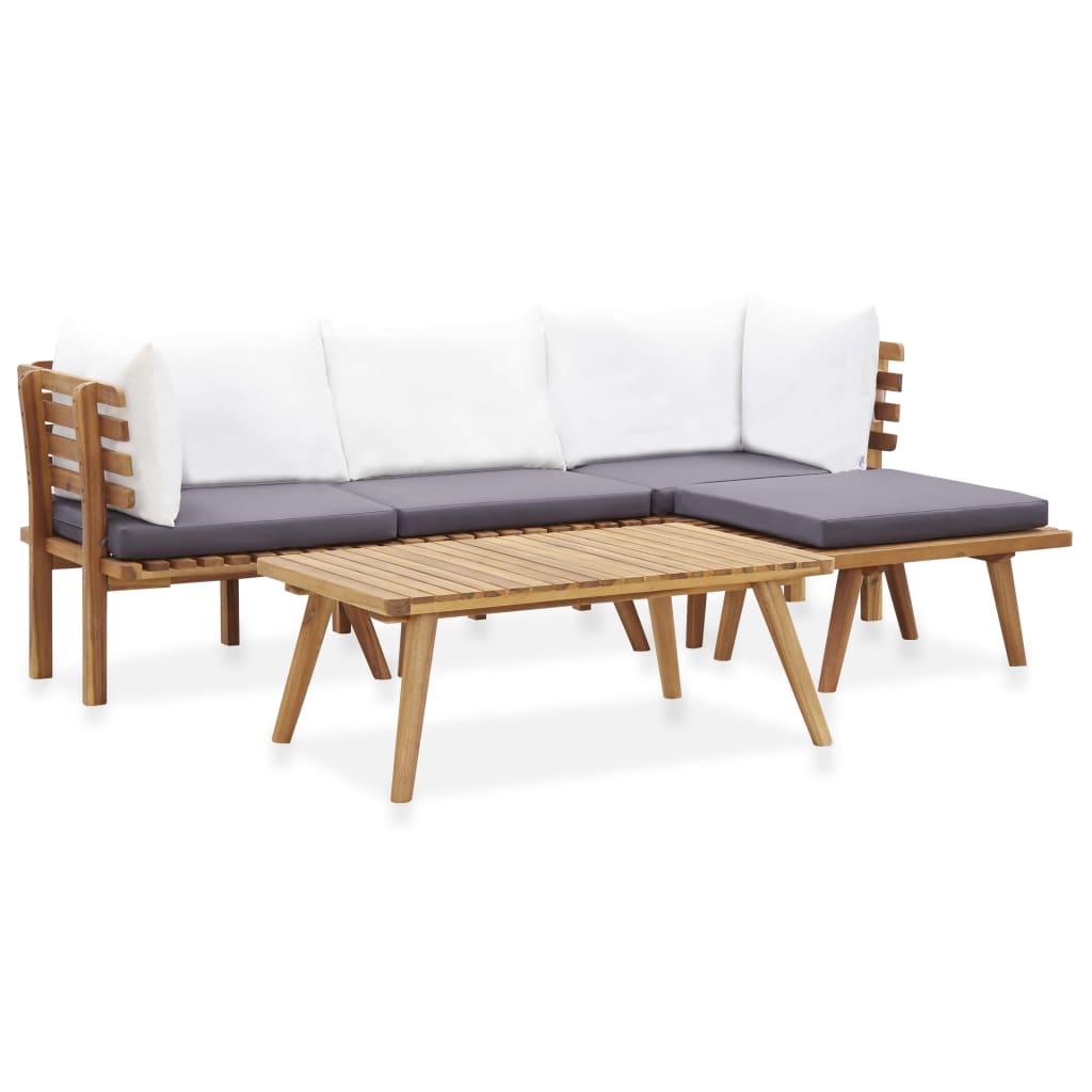 Conjunto lounge de jardim 5 pcs madeira de acácia maciça