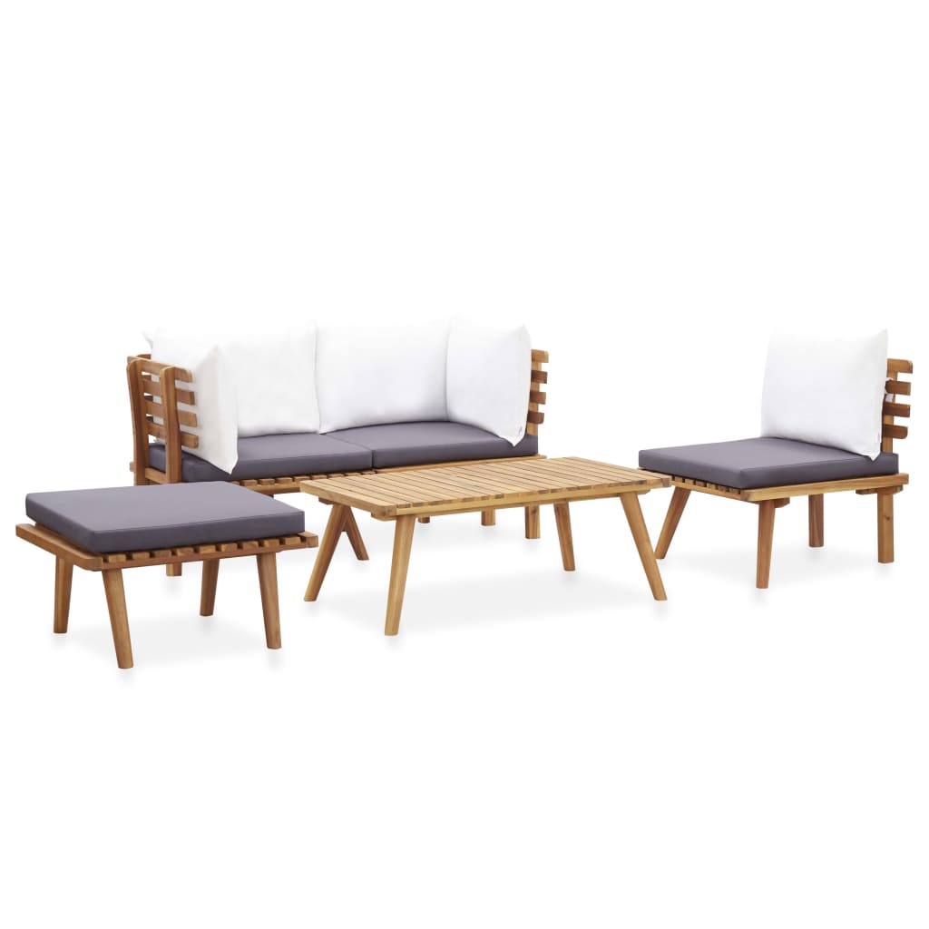 Conjunto lounge de jardim 5 pcs madeira de acácia maciça