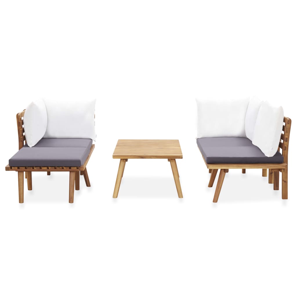 Conjunto lounge de jardim 5 pcs madeira de acácia maciça