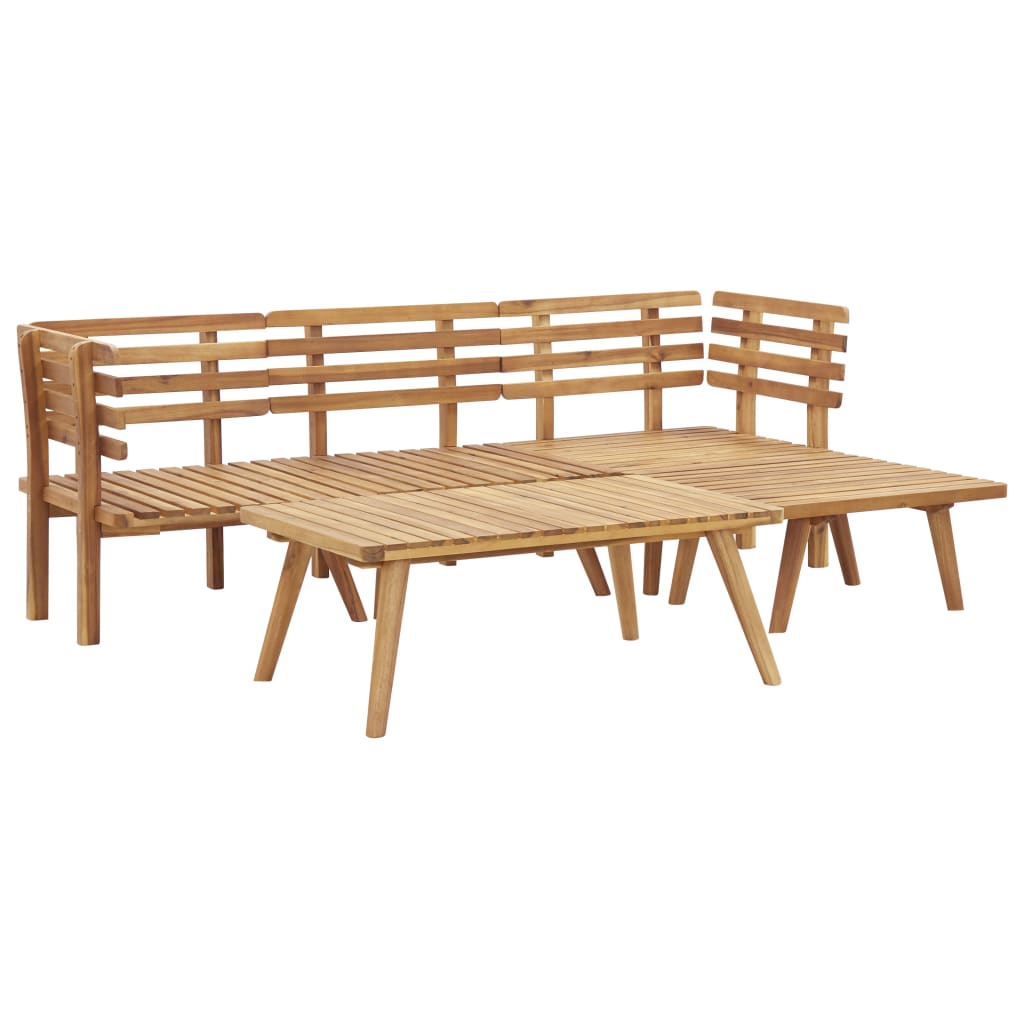 Conjunto lounge de jardim 5 pcs madeira de acácia maciça
